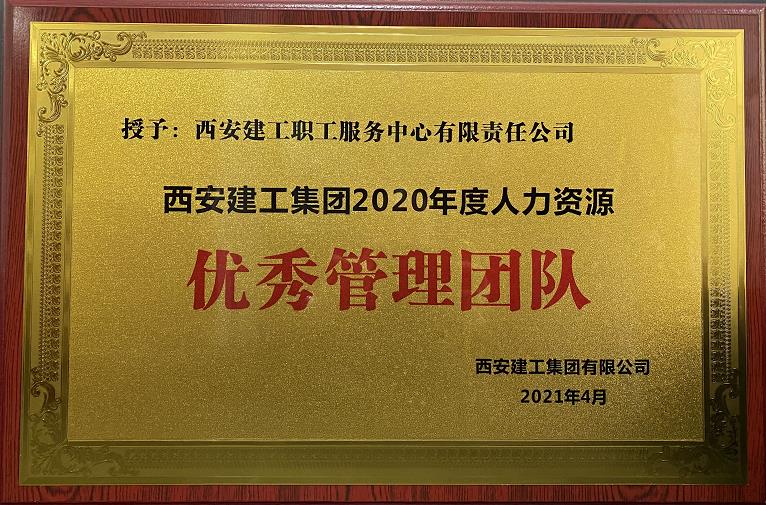 2020年度集團(tuán)人力資源條線(xiàn) “優(yōu)秀管理團(tuán)隊(duì)”榮譽(yù)稱(chēng)號(hào)